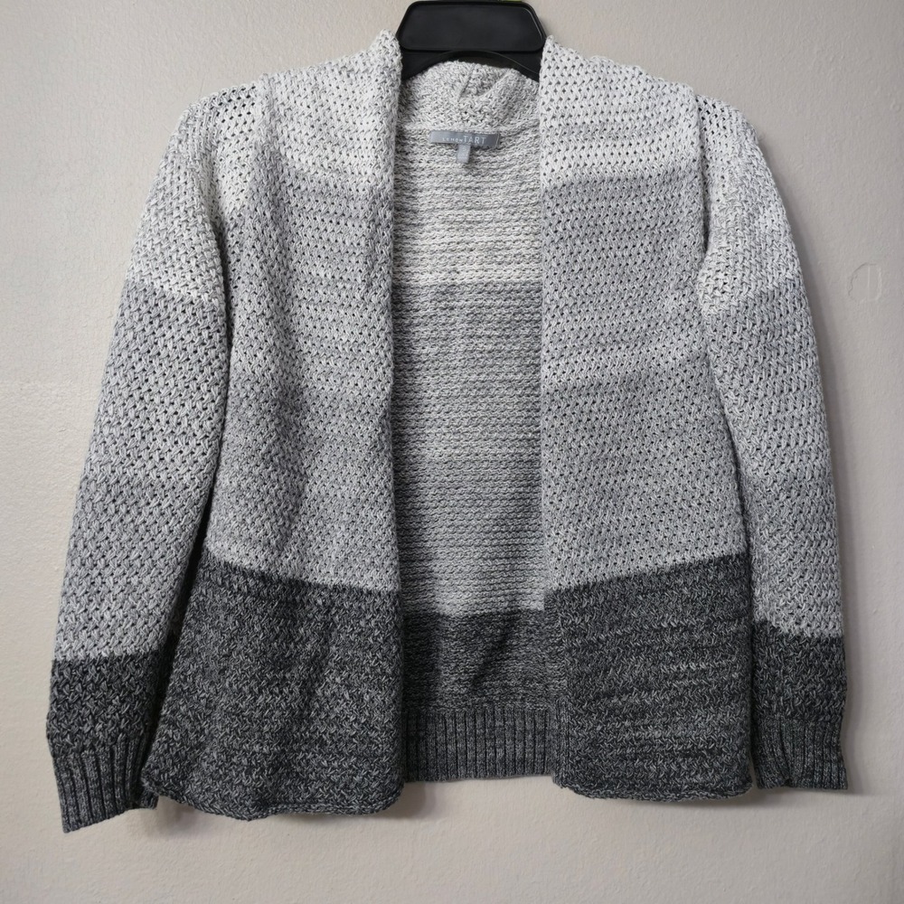 Lemon Tart Grey Ombre Waffle Knit Open Front Cardigan Sweater Size Small